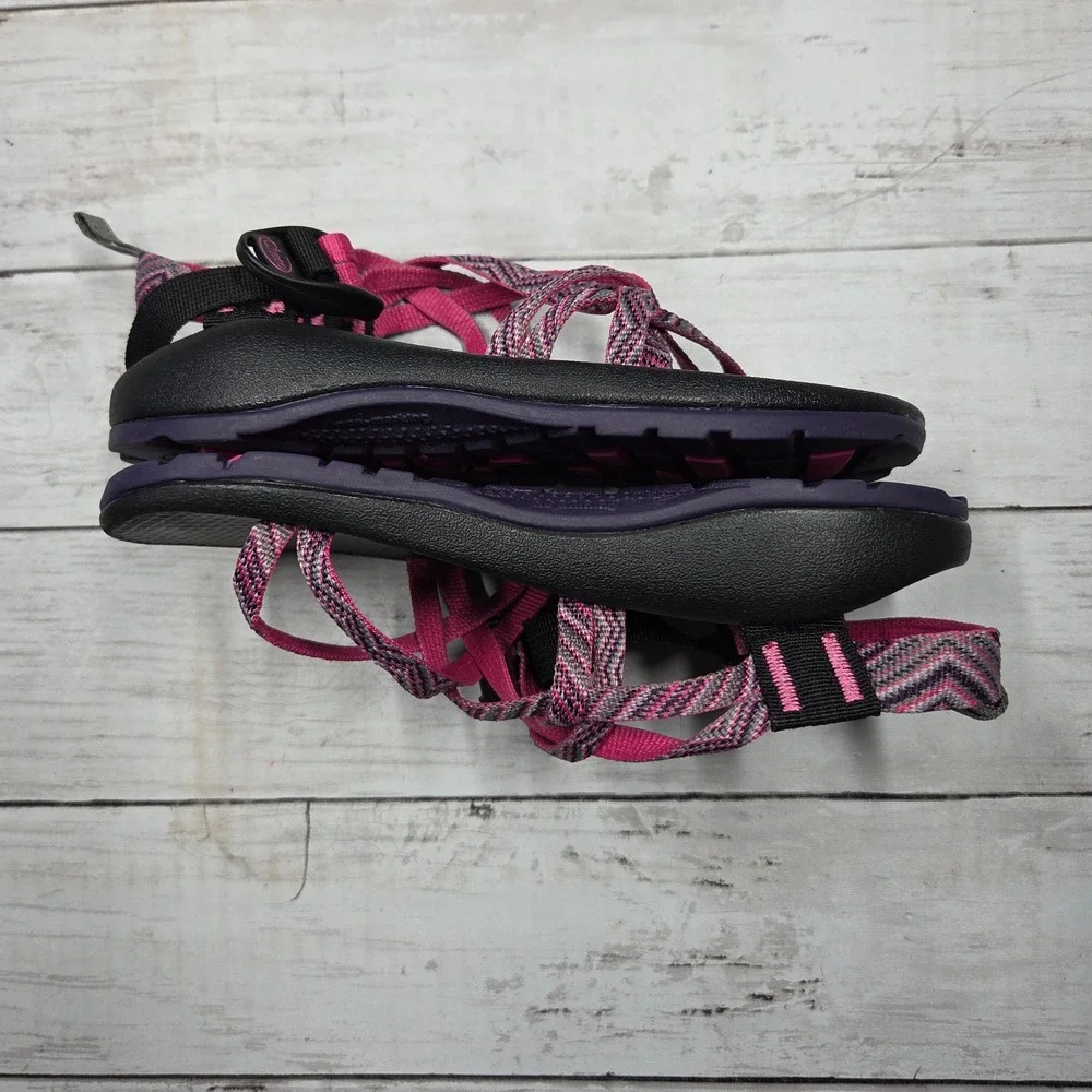 Chaco Z/1 Ecotread Strappy Athletic Sandals Kid 3 Pink Purple Chevron Water Shoe